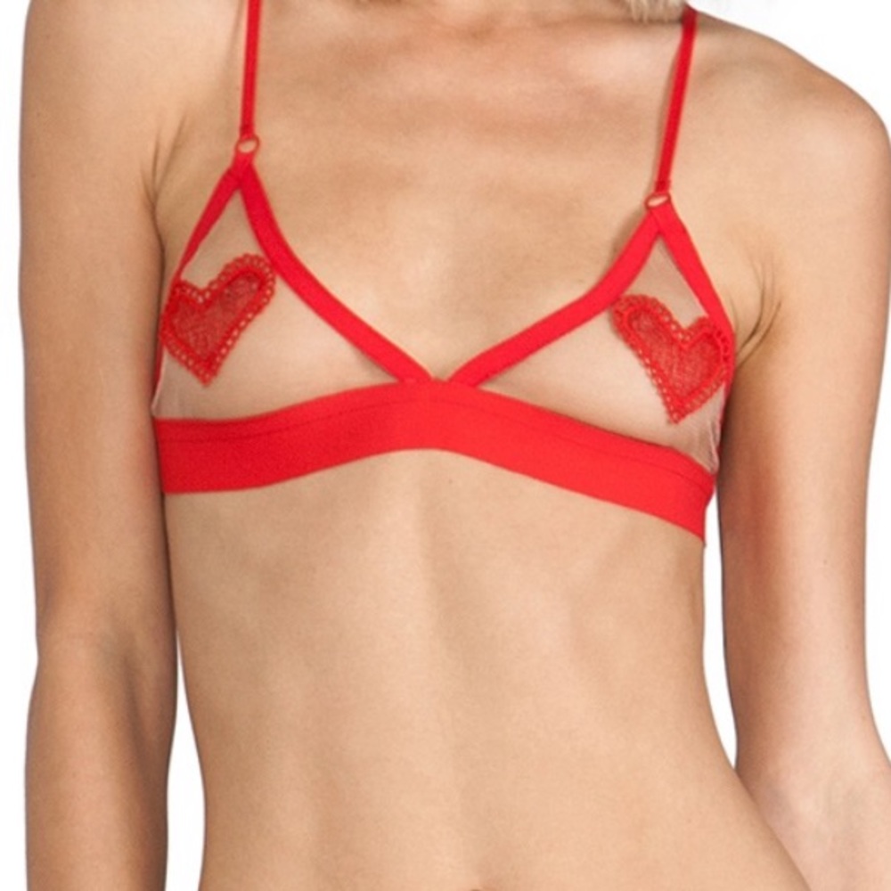 For Love & Lemons Heart Bralette in Red